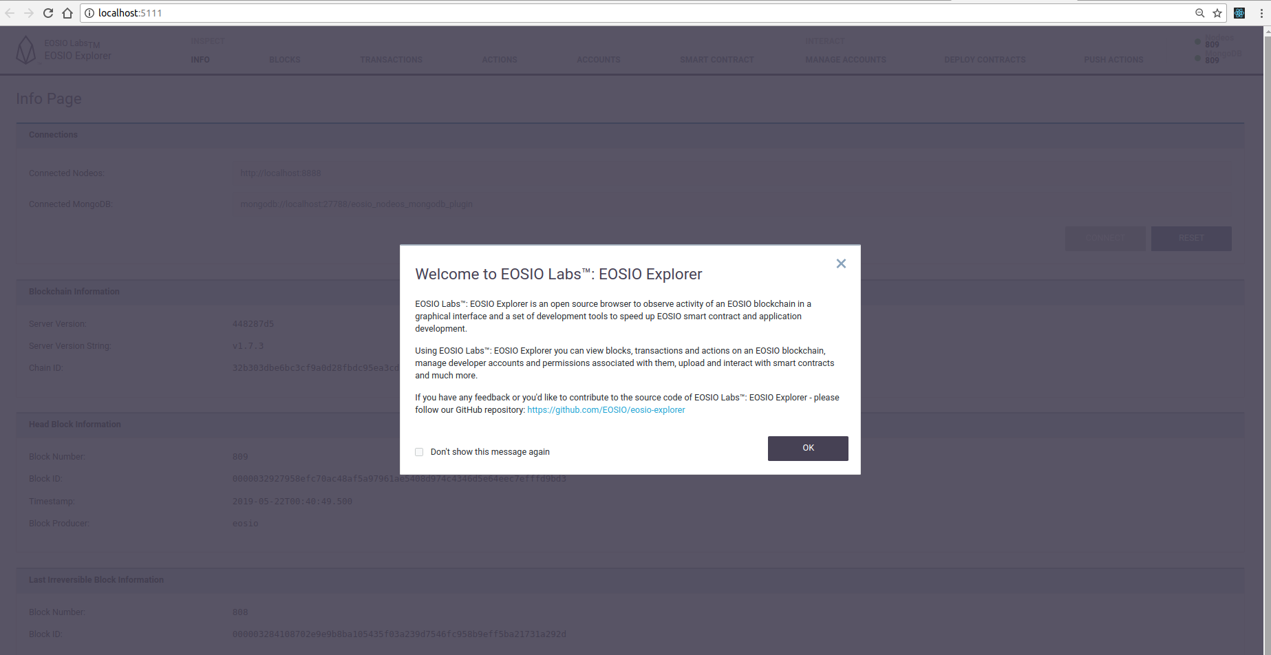 【EOSIO Explorer】安装和使用EOSIO开发者浏览器插图4